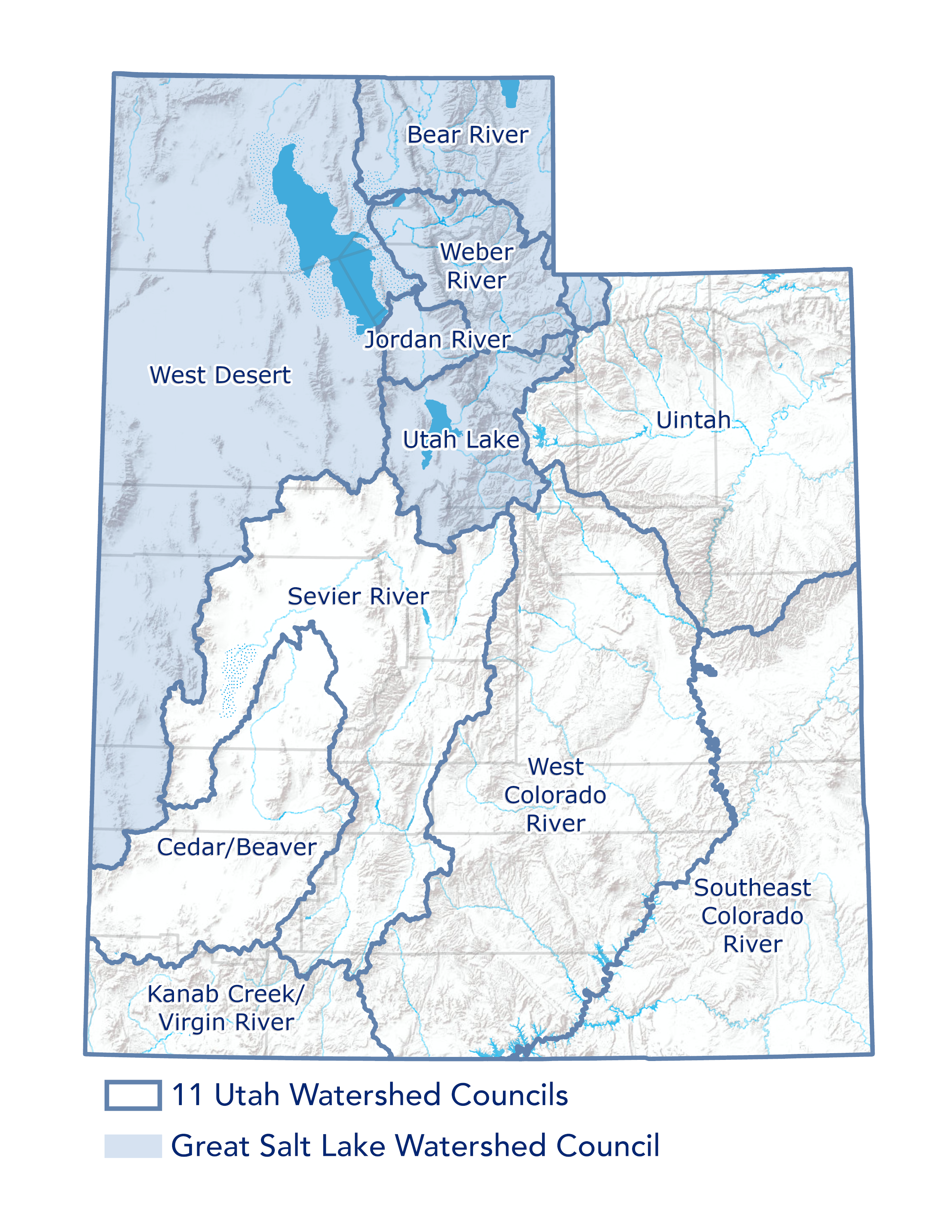 Map of Utah Watershed Council Boundaries